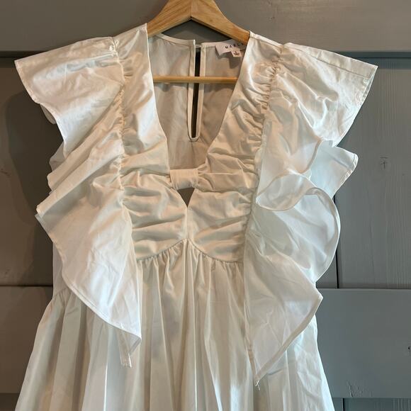 Mable White Ruffle Sleeve Mini Dress Size S - Picture 3 of 8